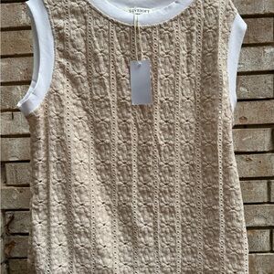 Cream eyelit / Cable-Knit Sleeveless Top